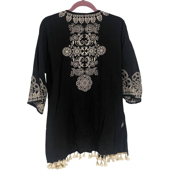 THML Maura Embroidered Black White Boho Kimono NWT Size S - Picture 7 of 10